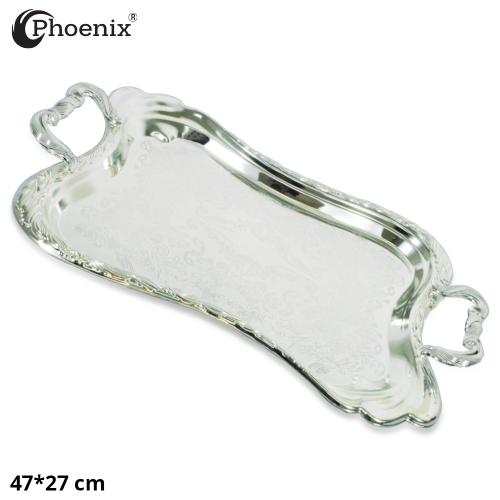 Elegance Silver Designed Serving Tray with handles 47*27 cm