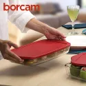 Borcam Glass square Ovenware With Plastic Cover 26*22 cm