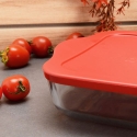 Borcam Glass square Ovenware With Plastic Cover 26*22 cm
