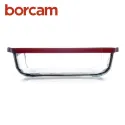 Borcam Glass square Ovenware With Plastic Cover 26*22 cm