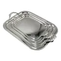 RECTANGULAR TRAY SET WITH HANDLES, 3 PIECES SILVER 