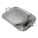 RECTANGULAR TRAY SET WITH HANDLES, 3 PIECES SILVER 