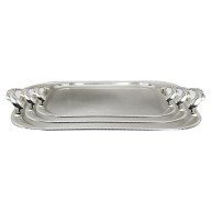 RECTANGULAR TRAY SET WITH HANDLES, 3 PIECES SILVER 
