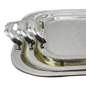 RECTANGULAR TRAY SET WITH HANDLES, 3 PIECES SILVER 