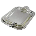 RECTANGULAR TRAY SET WITH HANDLES, 3 PIECES SILVER 