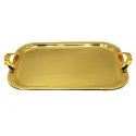 RECTANGULAR TRAY SET WITH HANDLES, 3 PIECES GOLD