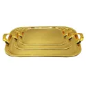 RECTANGULAR TRAY SET WITH HANDLES, 3 PIECES GOLD