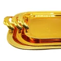 RECTANGULAR TRAY SET WITH HANDLES, 3 PIECES GOLD