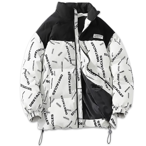 Men's Cotton Padded Jacket, Printed White