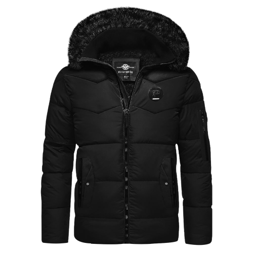 Men's Cotton Padded Jacket, Simple Black