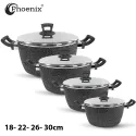 PHOENIX 17PCS GREY MARBLE COOKWARE SET