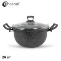 PHOENIX 17PCS GREY MARBLE COOKWARE SET