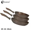 PHOENIX 17PCS BROWN MARBLE COOKWARE SET