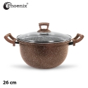 PHOENIX 17PCS BROWN MARBLE COOKWARE SET