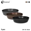 Phoenix Marble Granite Non-Stick Round Pan 3Pcs 35, 32, 28 cm