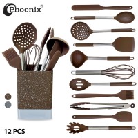 Phoenix 12Pcs Marble Silicone & Metal Kitchen Set