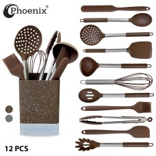 Phoenix 12Pcs Marble Silicone & Metal Kitchen Set