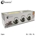 Phoenix 3 Pcs Golden Marble Enamel Kettle Set 0.8, 1.2, 1.5 L