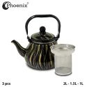 Phoenix 3 Pcs Golden Marble Enamel Kettle Set 0.8, 1.2, 1.5 L