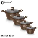 Phoenix 17 Pcs Brown Modern Cookware Set 