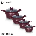 Phoenix 17 Pcs Wine Red Modern Cookware Set 